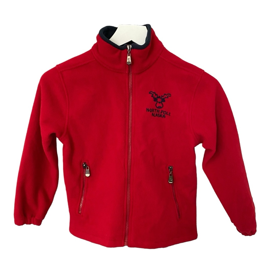 NWT North Pole Alaska Youth Full Zipper Polar Fleece Red Jacket Size Small